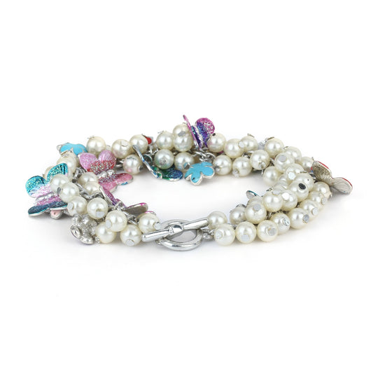 Glass Pearly Gardenia Bracelet