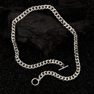 Estele Rhodium Plated Cuban Style Thick & Heavy Chain for Men with Toggle Bar