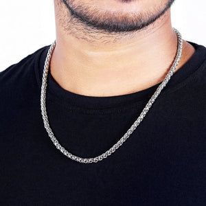 Estele Rhodium Plated Breaded Chain for Men with Lobster Clasp