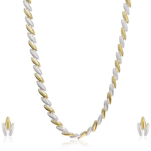 Estele 24 Kt Gold and Silver Plated Chain Necklace Set  for women
