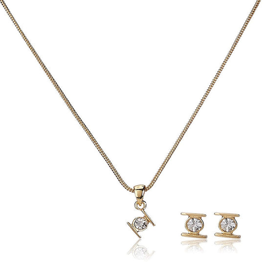 Estele - 24 KT Gold plated Solitaire Pendant Set for Women