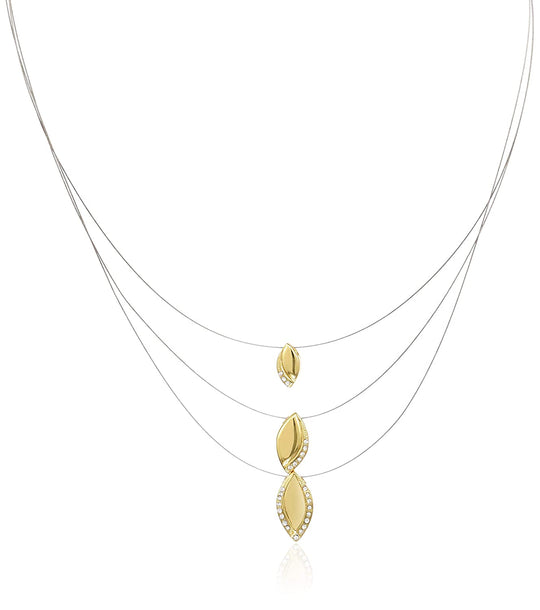 Estele Rhodium Plated Triple Marquise Pendant