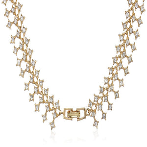 Estele 24 Kt Gold Plated Fancy CZ Necklace Set with American Diamonds for Women