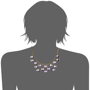 Estele 24 Kt Gold Plated with Purple Galaxy Stones Necklace Set for Women