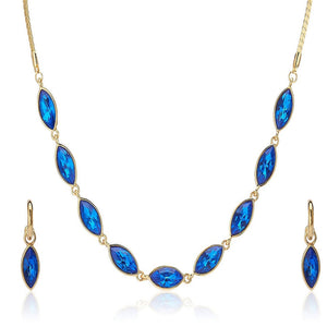 Estele - 24 KT Gold plated Necklace Set with  blue  stones for Women
