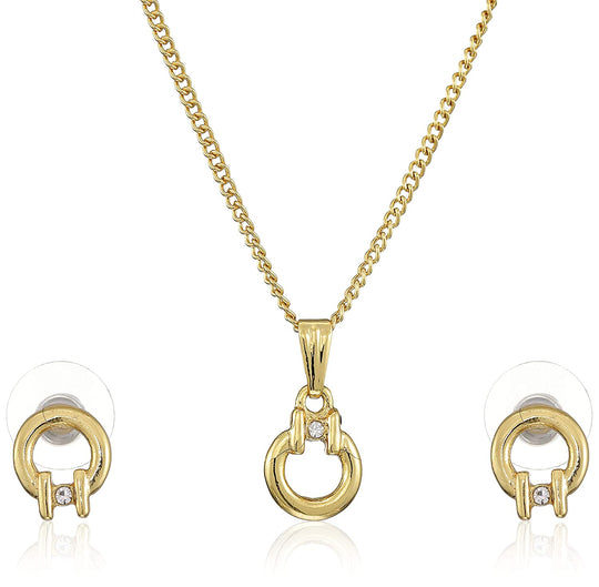 Estele - Gold plated Classic Loop Pendant Set for Women