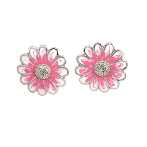 Estele Rhodium Plated enamel flower Pendant Set for Women