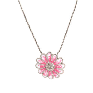 Estele Rhodium Plated enamel flower Pendant Set for Women