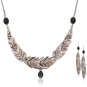 Estele  - Silver plated Leafy Trendy and Fancy Necklace Set for Women