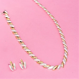 Estele 24 Kt Gold and Silver Plated Chain Necklace Set  for women