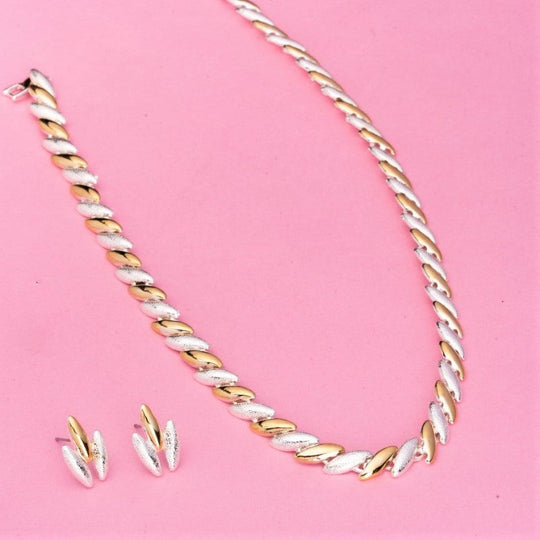 Estele 24 Kt Gold and Silver Plated Chain Necklace Set  for women