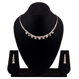 Estele Rose Gold Plated CZ Stunning two tone Necklace Set for Women