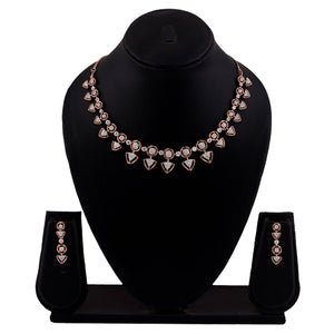 Estele Rose Gold Plated CZ Gorgeous Necklace Set for Women