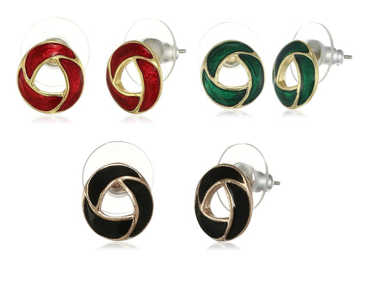 Estele Stud Earrings (RED,GREEN,BLACK)