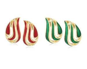 Estele Valentines Day Gift - Angel Wings Stud Earrings For Girls & Women (GREEN & RED)