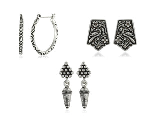 Estele Valentines Day Jewellery Earrings Combo - Oxidized Silver Plated Stud Earrings for Girls