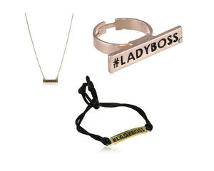 Estele Valentine Day Gift For Girlfriend/Wife - Ladyboss Pendant Bracelet & Ring Combo Jewellery Set For Girls & Women