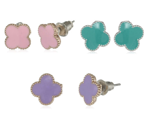 Estele  Multicolour Gold Plated Stud Earrings Set