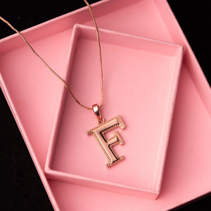 Estele - Charm F Rosegold plated Pendant