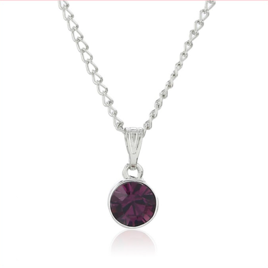 Estele Amethyst Austrian Stones Birthstone Pendant Necklace For Women