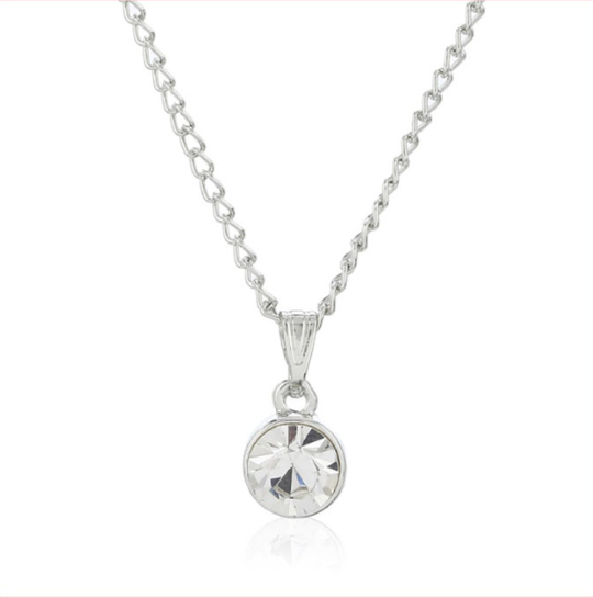 Estele White Diamond Austrian Stones Birthstone Pendant Necklace For Women