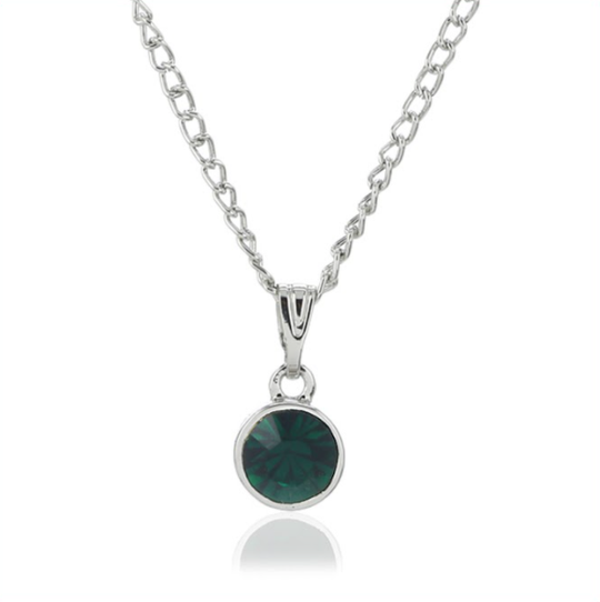 Estele Emerald Austrian Stones Birthstone Pendant Necklace For Women