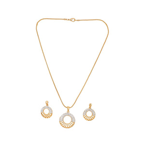 Estele 24 Kt Gold Plated Circular with Austrian Crystals Pendant Set for Women