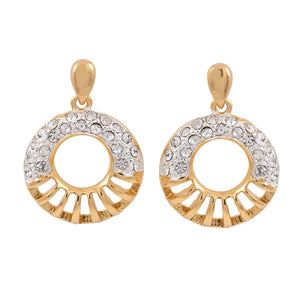 Estele 24 Kt Gold Plated Circular with Austrian Crystals Pendant Set for Women