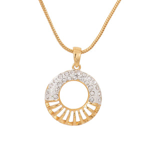 Estele 24 Kt Gold Plated Circular with Austrian Crystals Pendant Set for Women