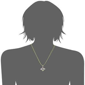 Estele Silver Tone Square Shape with Enamel and Crystal Necklace Set for Women