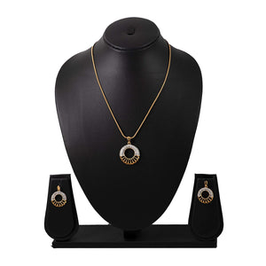 Estele 24 Kt Gold Plated Circular with Austrian Crystals Pendant Set for Women