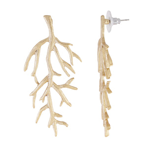 Estele  Gold Plated Designer oversize branch Stud Earrings for women