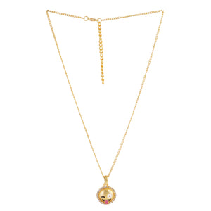 Estele  gold plated Emoji Pendant with Tongue out expression for women