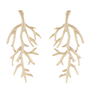 Estele  Gold Plated Designer oversize branch Stud Earrings for women