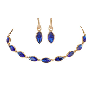 Estele - 24 KT Gold plated Necklace Set with  blue  stones for Women