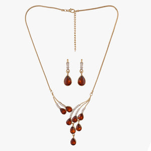 Estele - NOOR Ruby 24 KT Gold plated Necklace Set